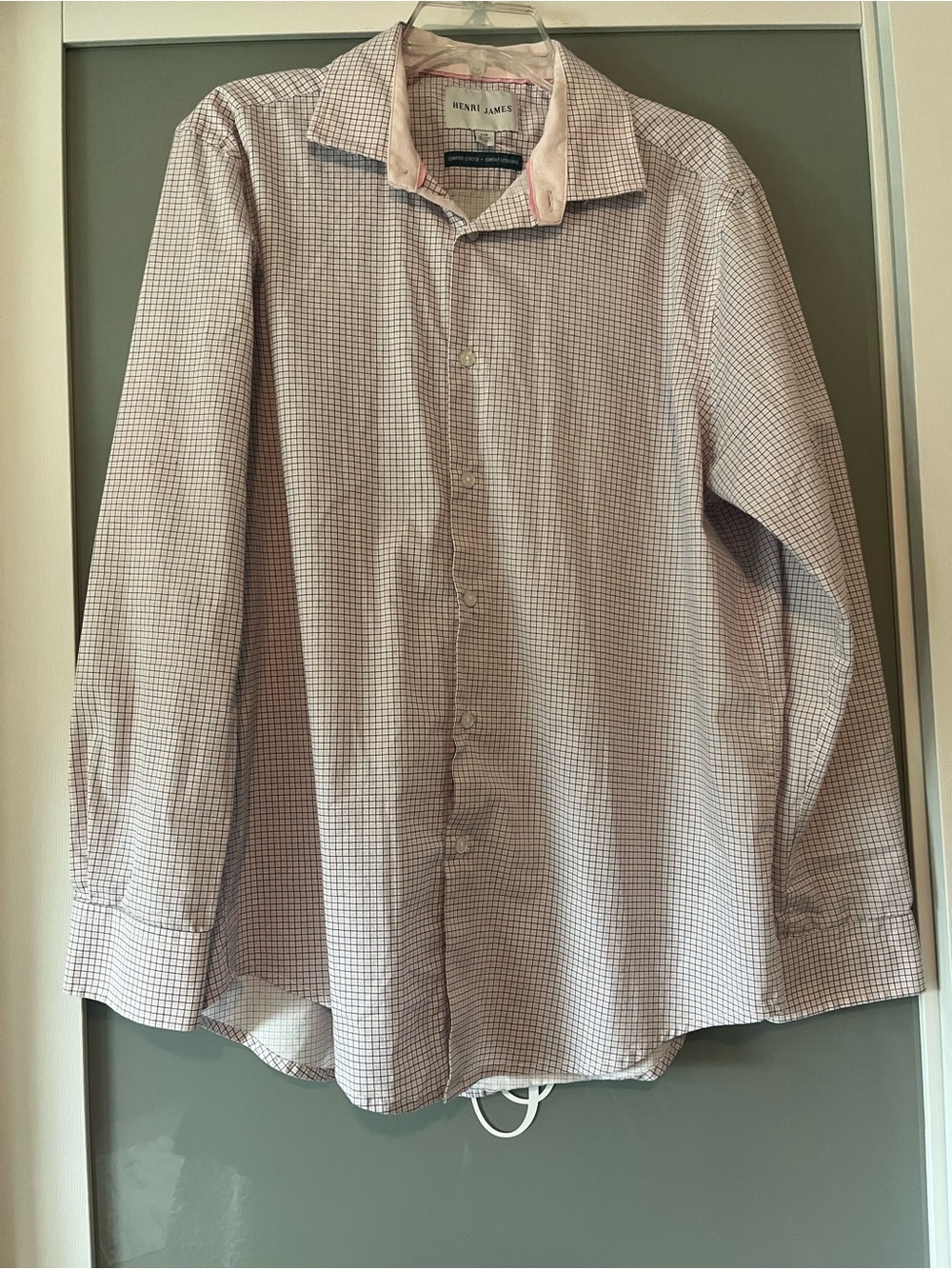 Henri James Men's Long Sleeve Check Dress Shirt - Light Pink/White 349
